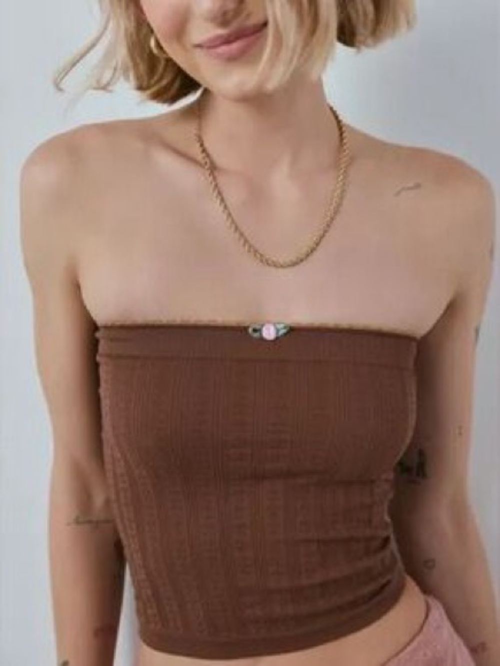 out from under urban outfitters brown coquette tube top XS/S
